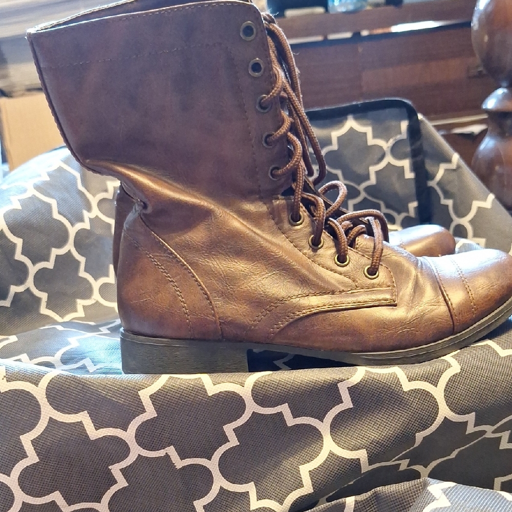 Brown Lace-Up Ankle Boots